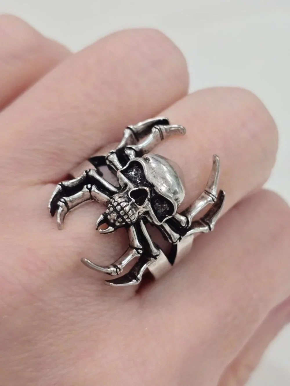 Killstar ✦ Deadly Spider Ring ✦ Silver Skull‑Spider Gothic Statement Design 8